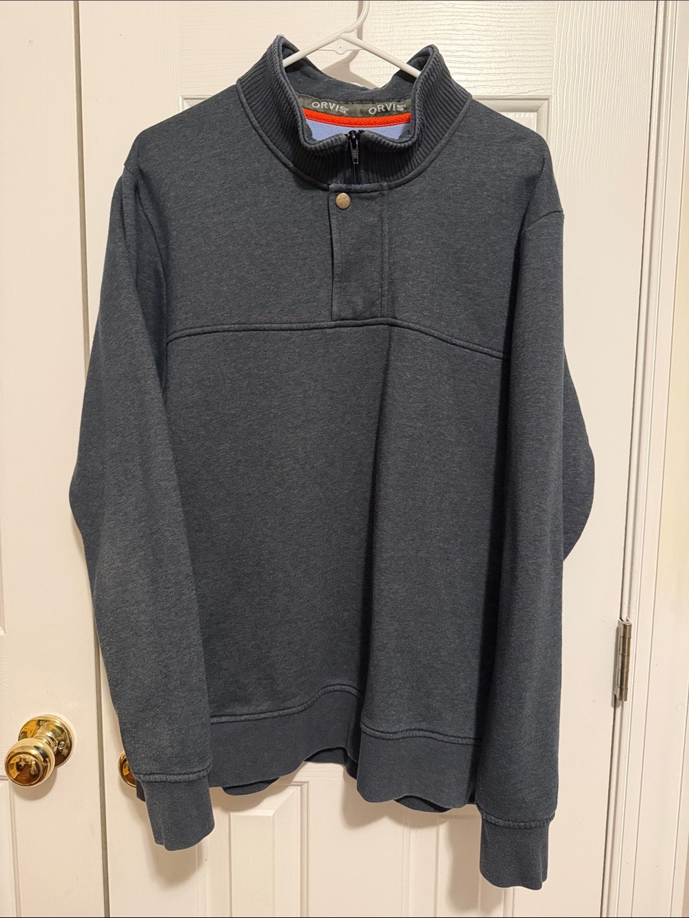Orvis Men's Charcoal Half-Zip Sweater with Stand Collar